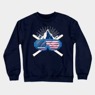 USA Ski Skiing America American Flag Patriotic Crewneck Sweatshirt